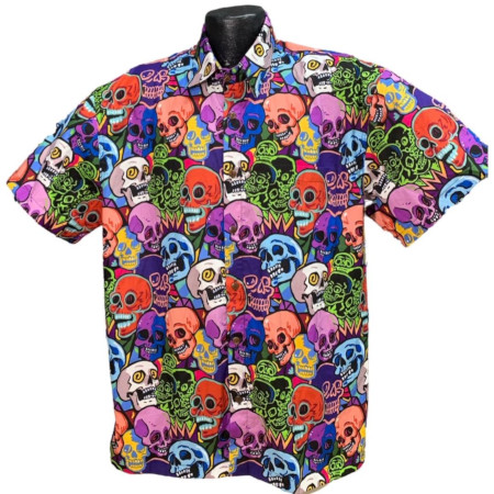 Neon Skulls Hawaiian Shirt- Made in USA